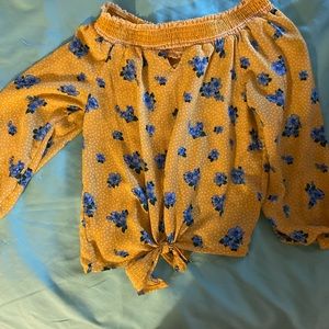 Yellow floral blouse